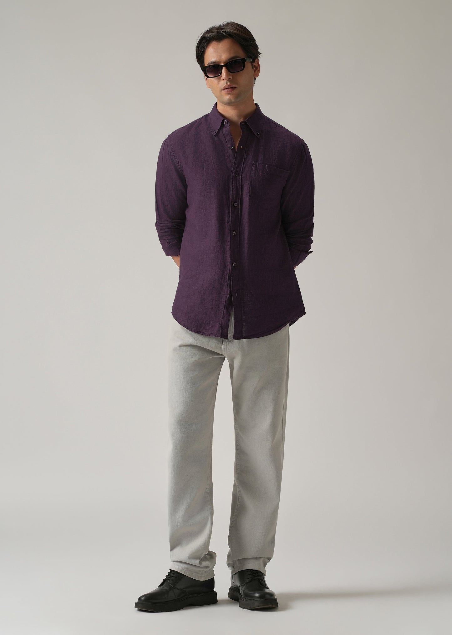 100% Pure Violet Linen Shirt