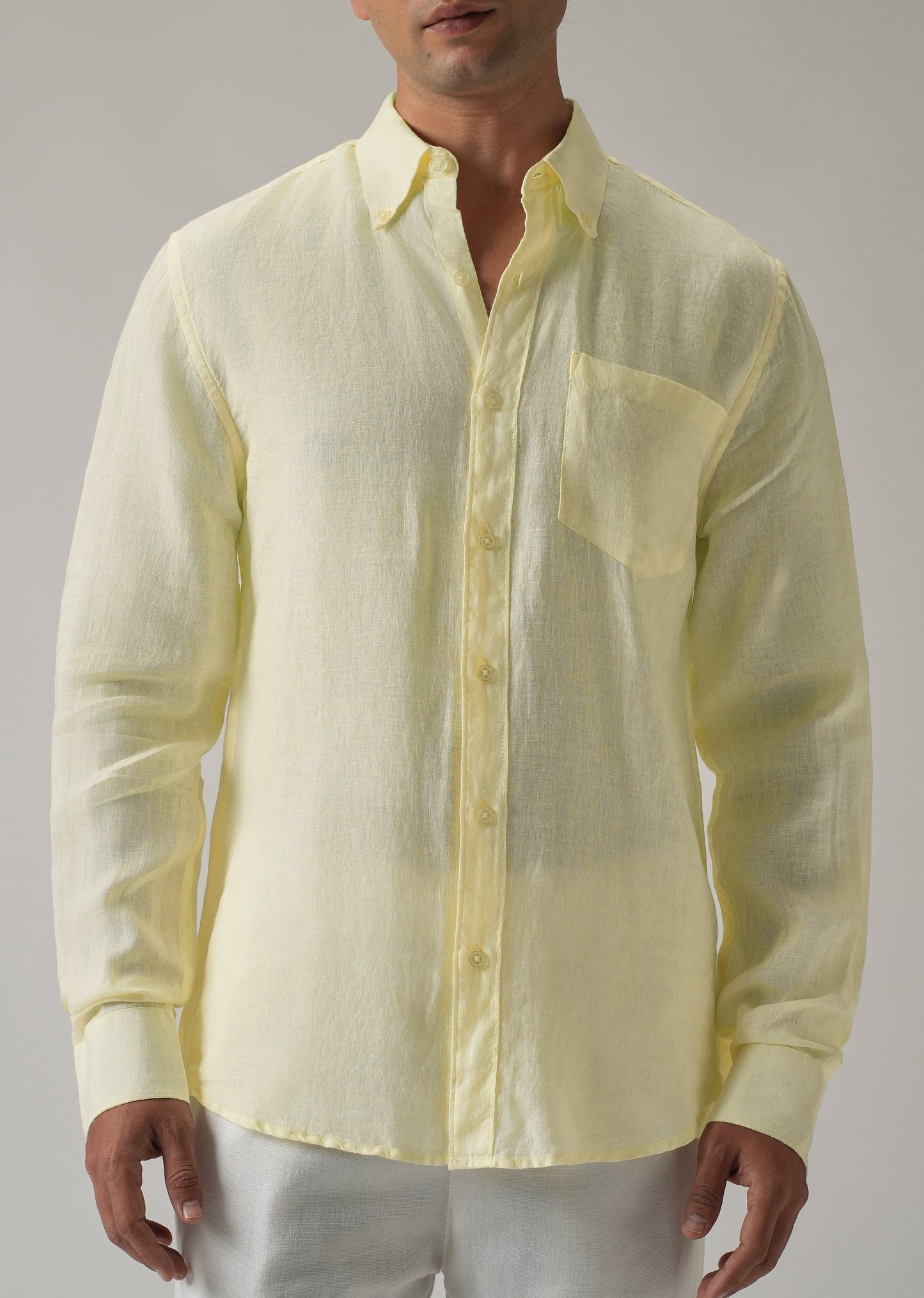 100% Pure Yellow Linen Shirt