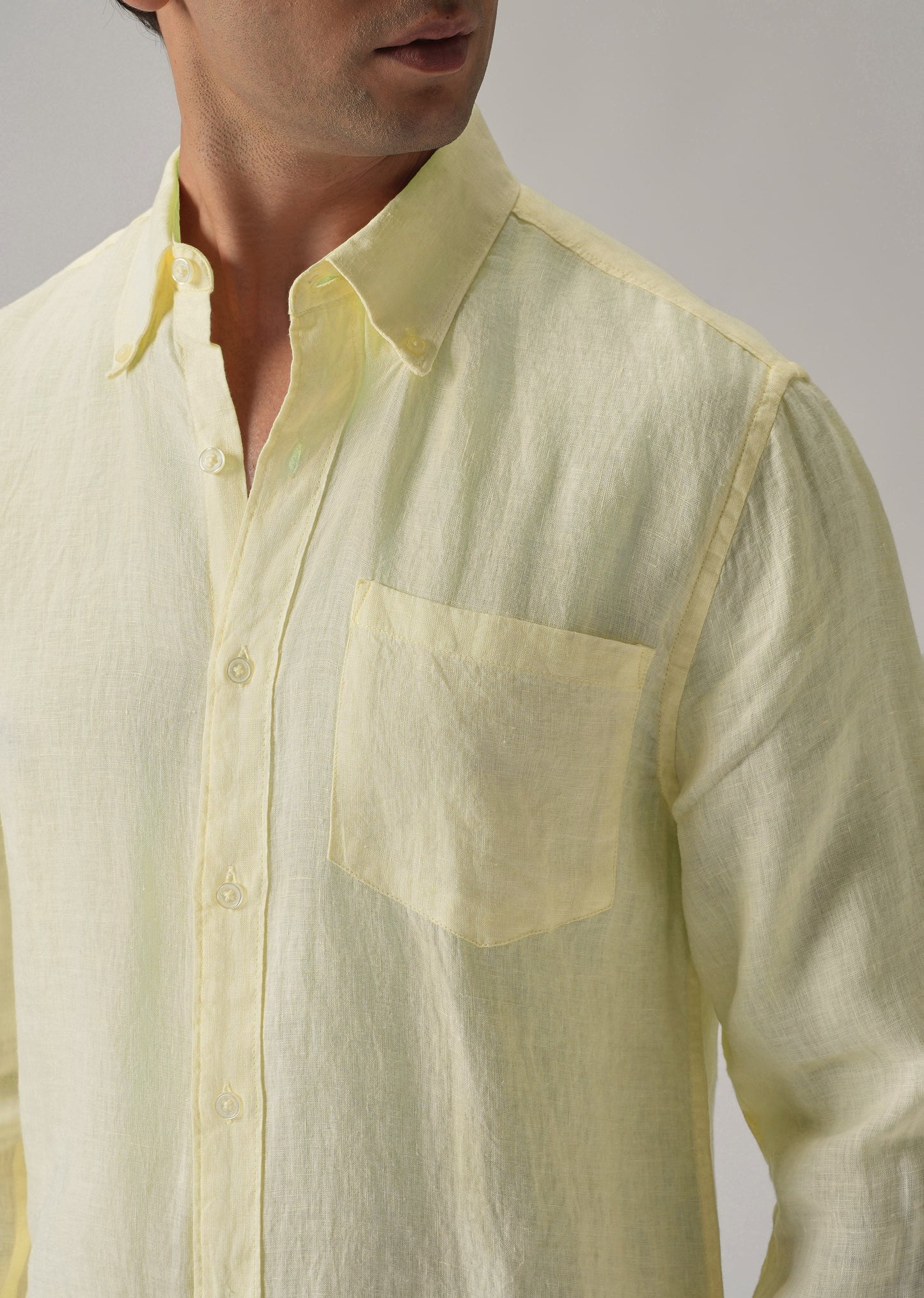 100% Pure Yellow Linen Shirt