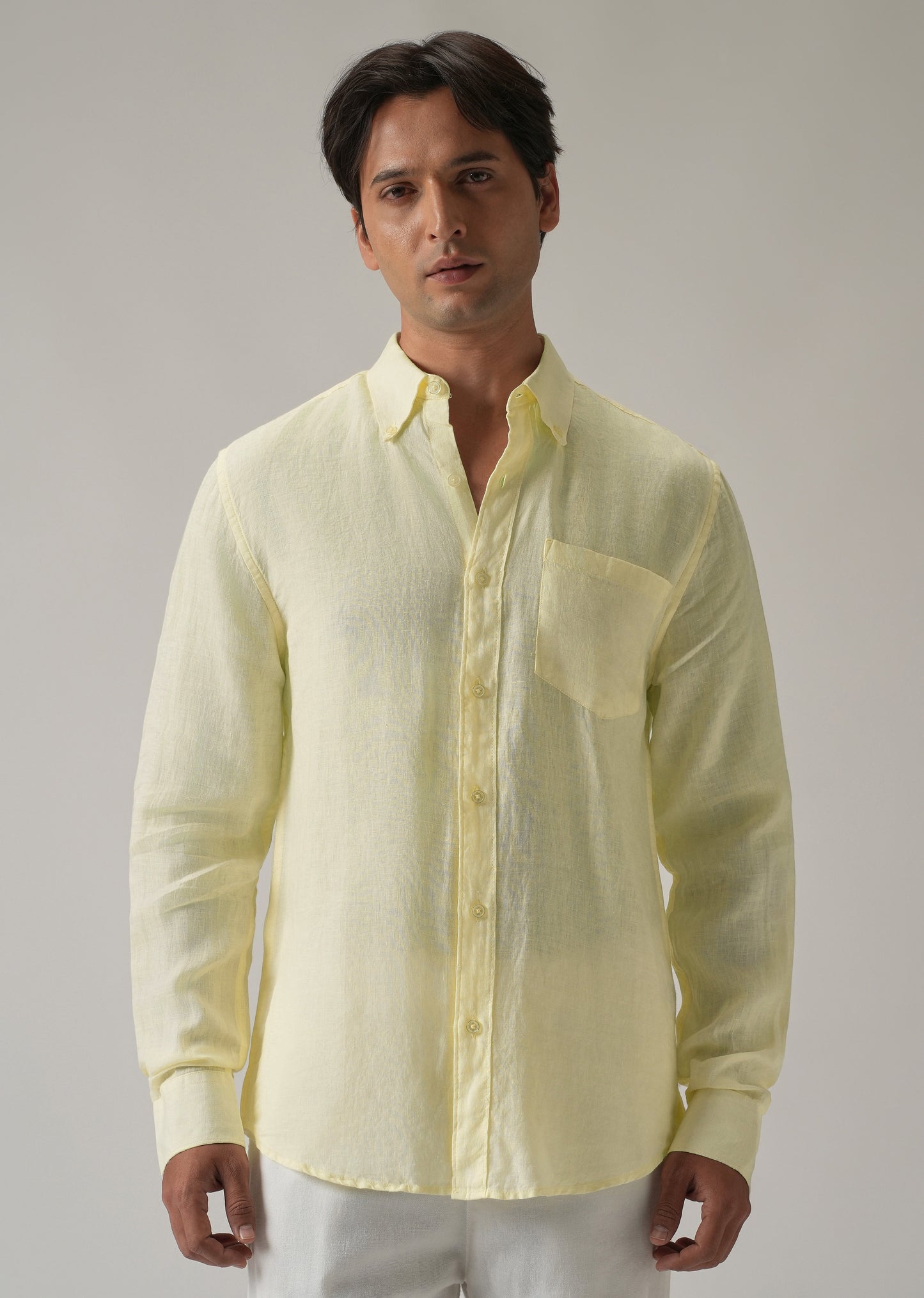 100% Pure Yellow Linen Shirt