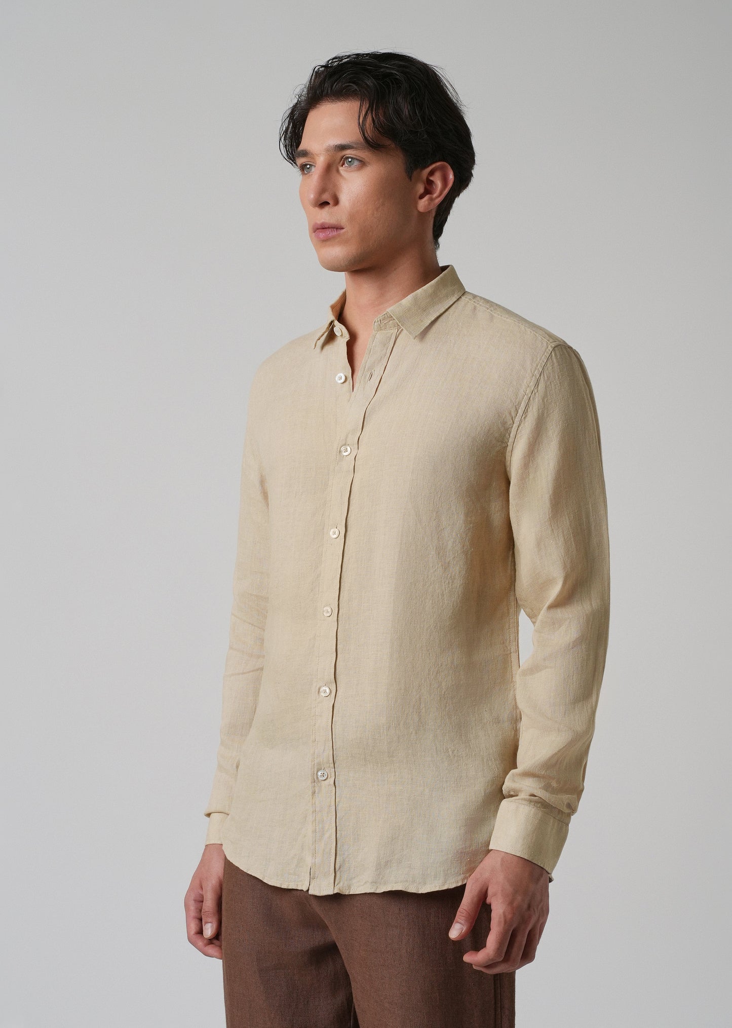 100% Pure Oak Beige Linen Shirt