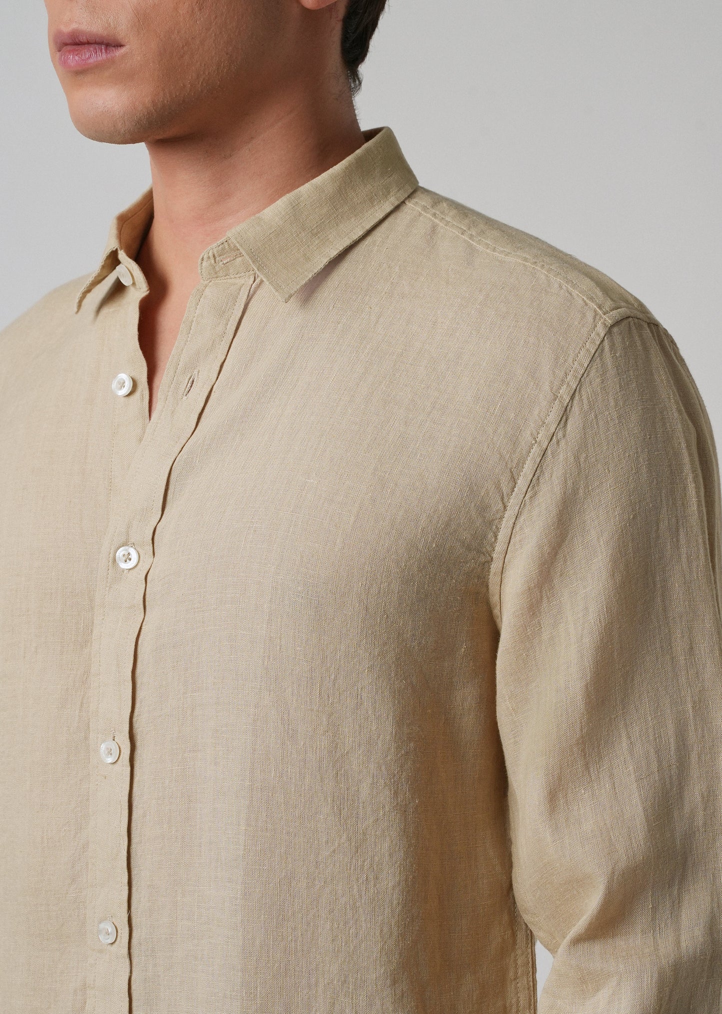 100% Pure Oak Beige Linen Shirt