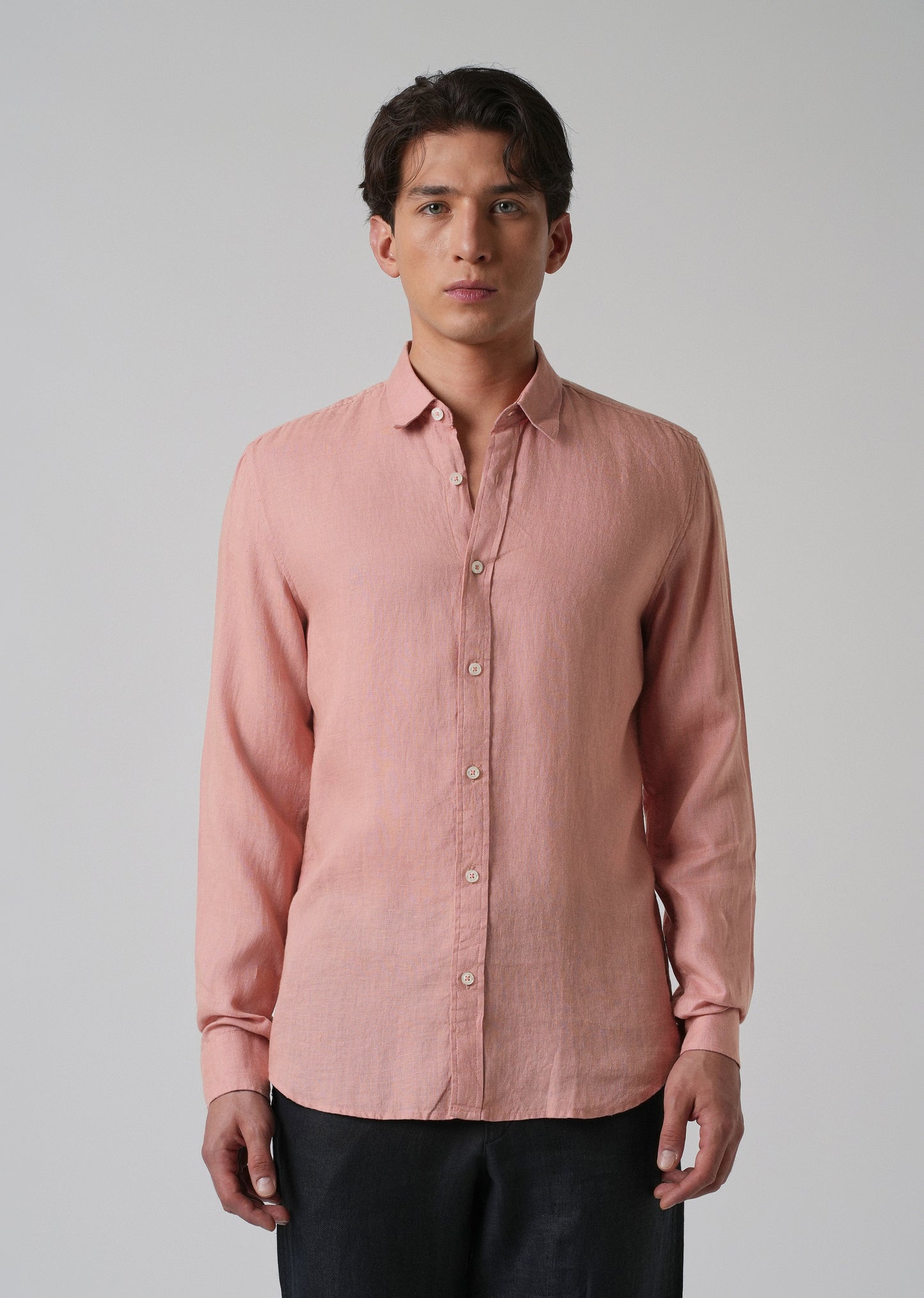 100% Pure Pastel Peach Linen Shirt
