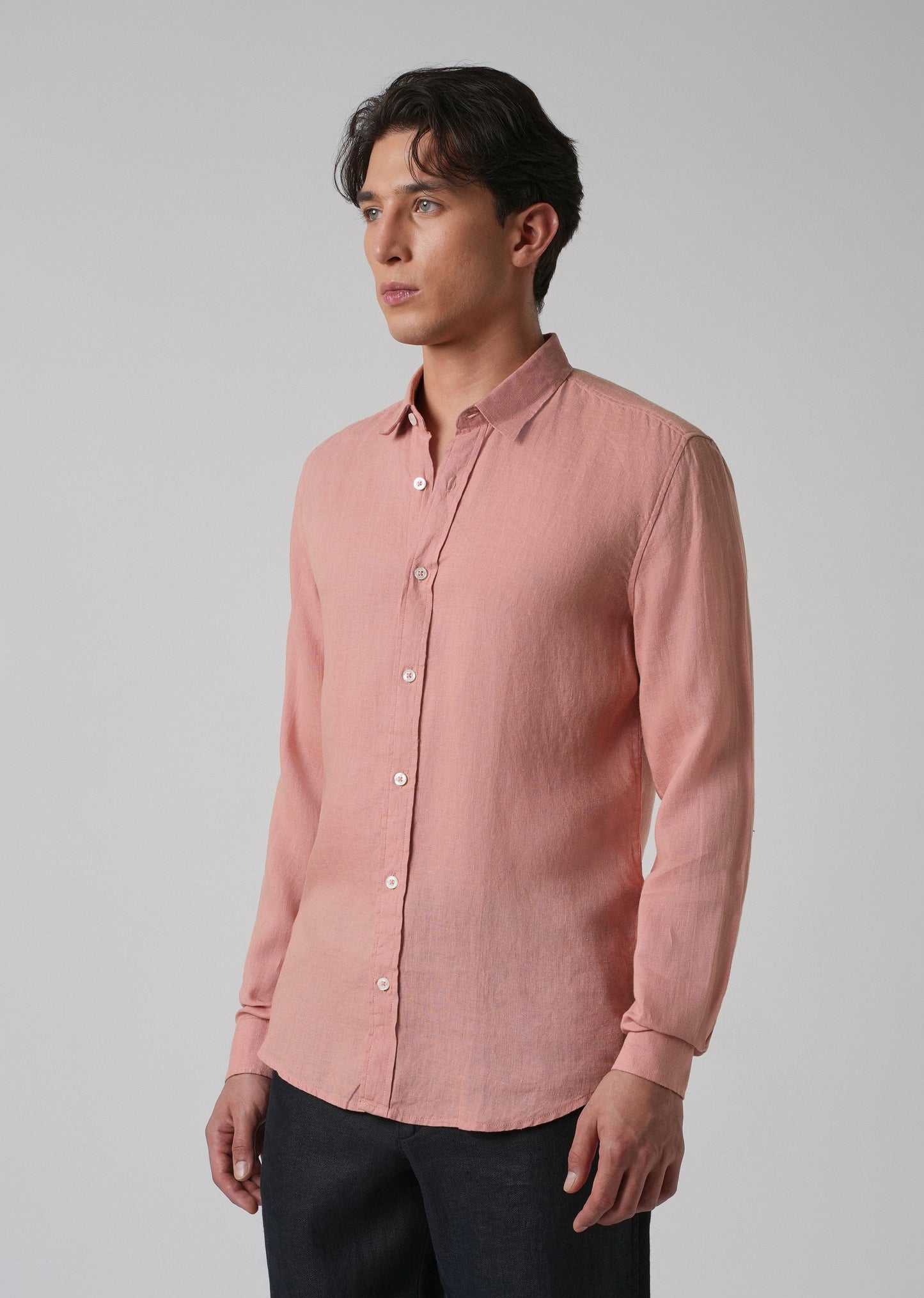 100% Pure Pastel Peach Linen Shirt