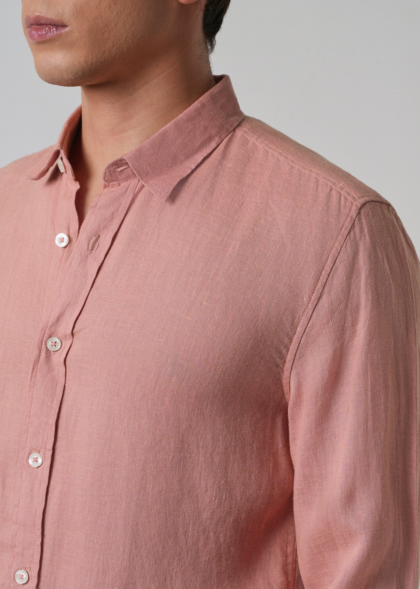 100% Pure Pastel Peach Linen Shirt