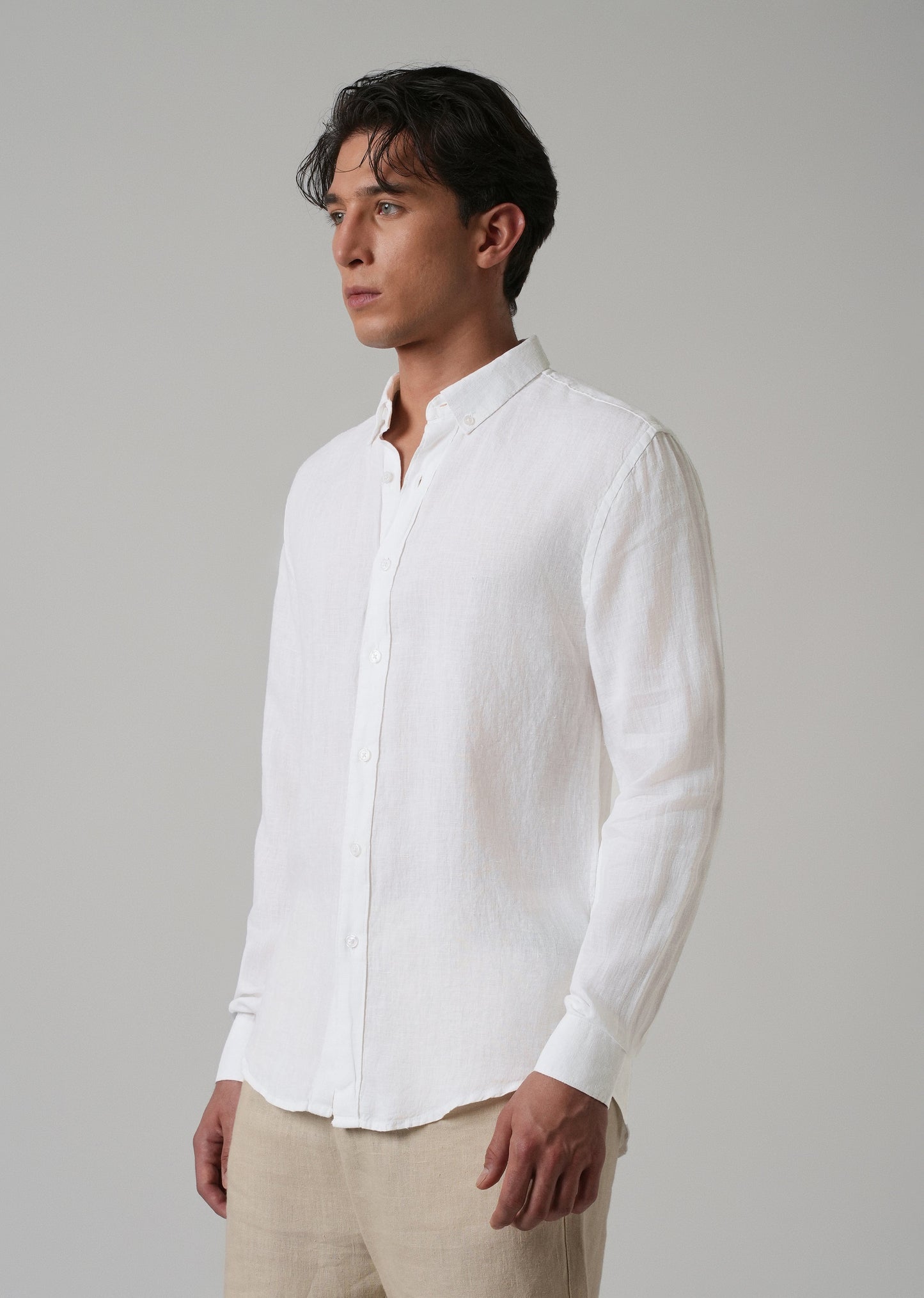100% Pure Talc White Linen Shirt