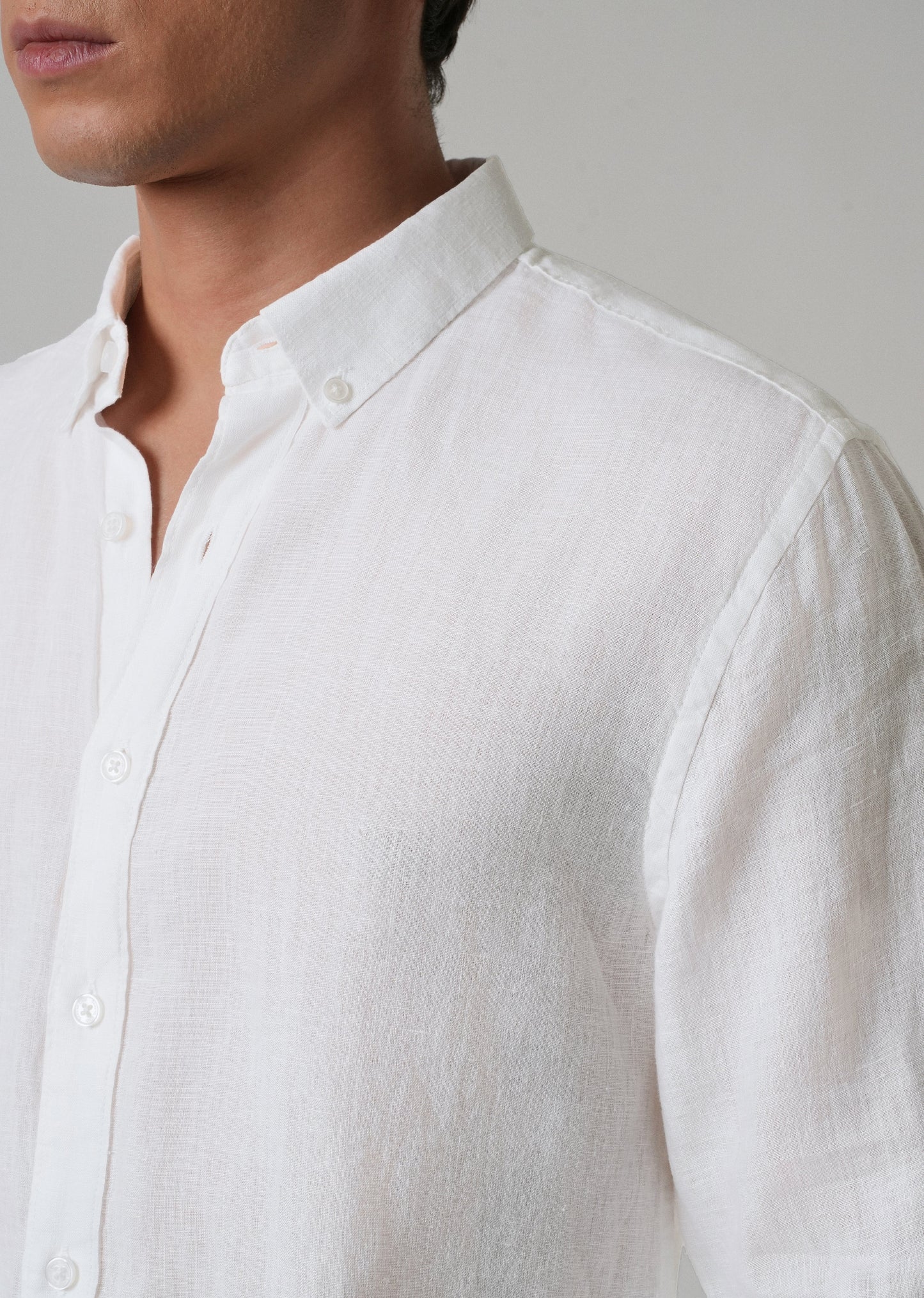 100% Pure Talc White Linen Shirt