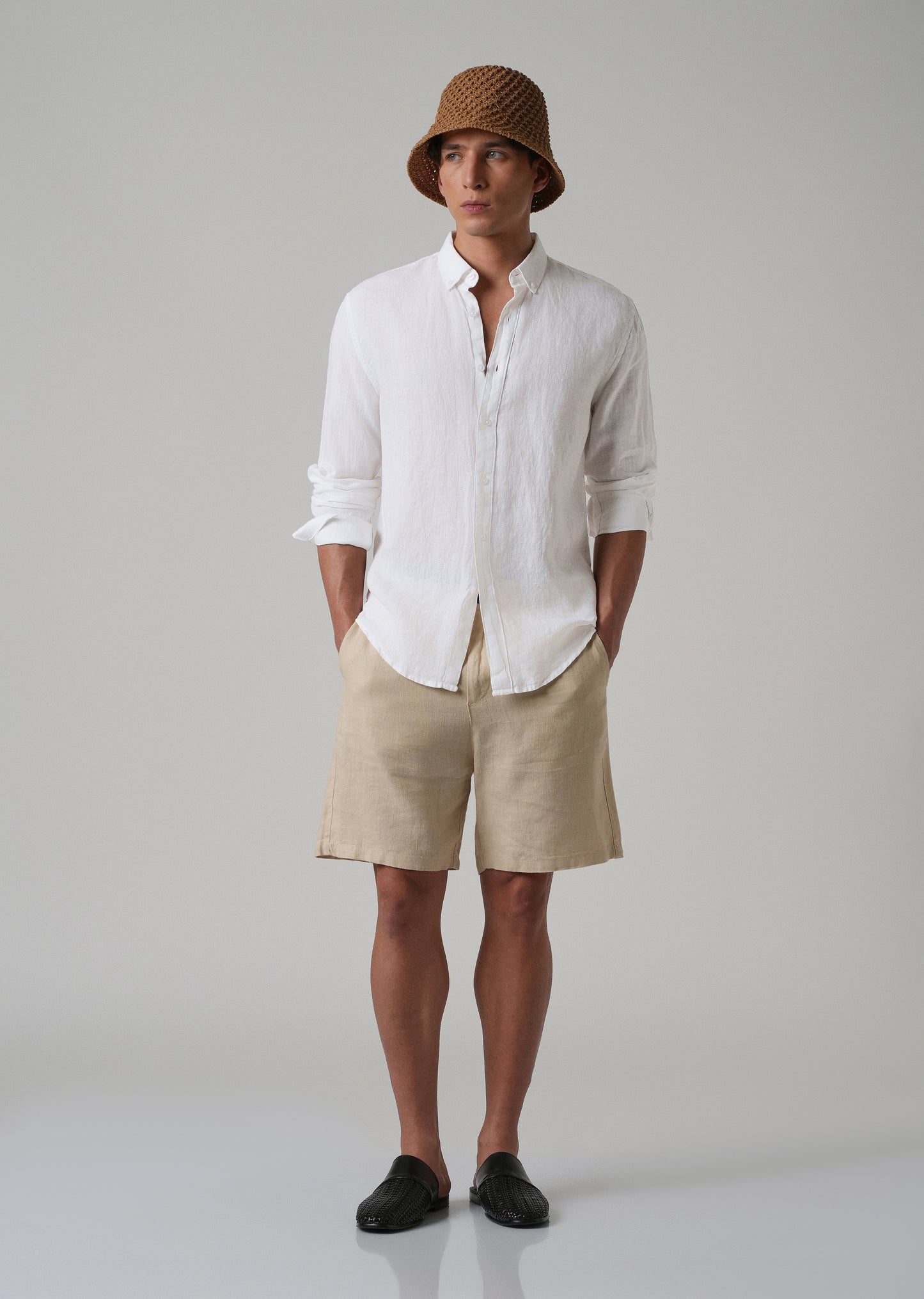 100% Pure Talc White Linen Shirt
