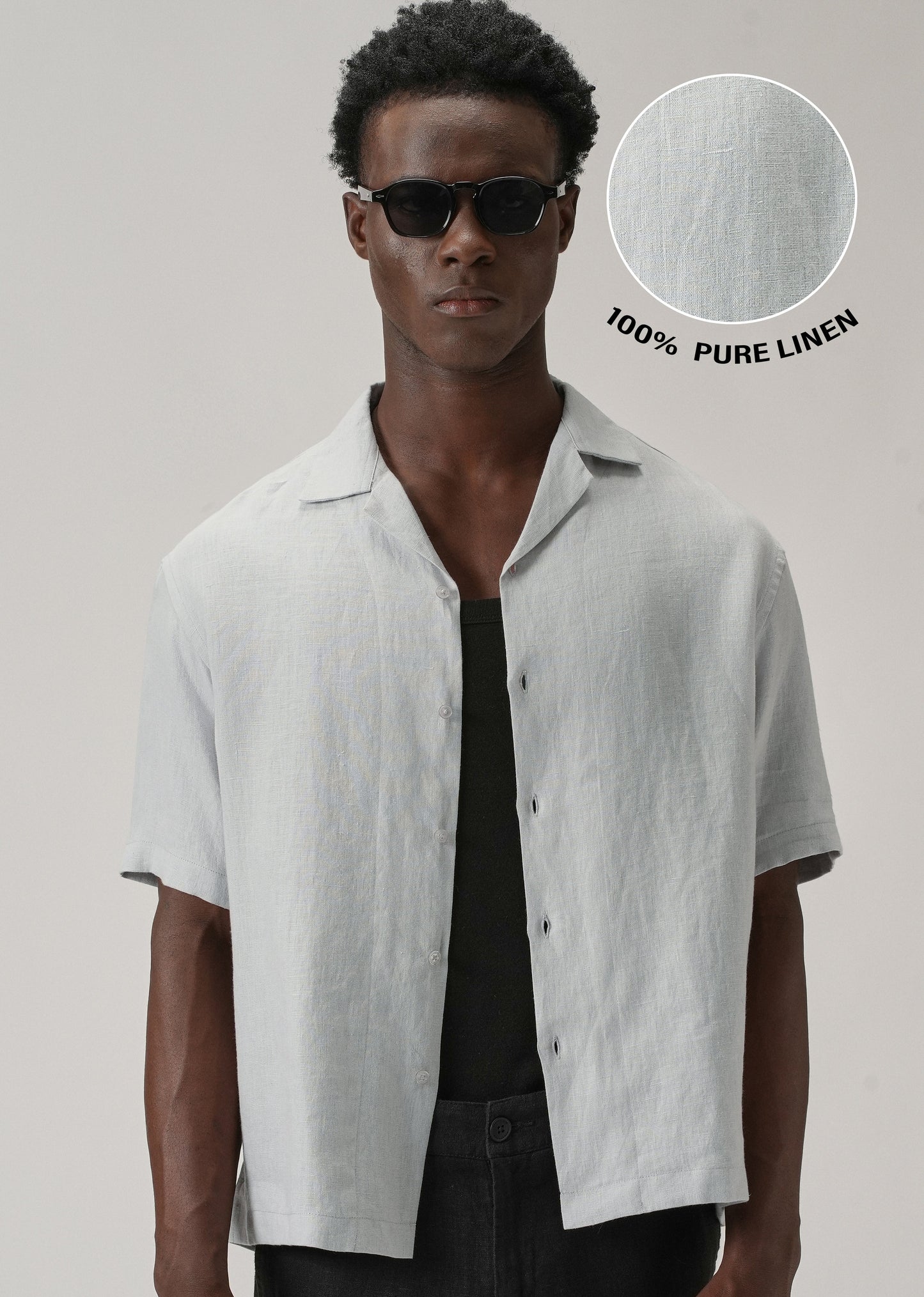 100% Pure Irish Grey Linen Shirt