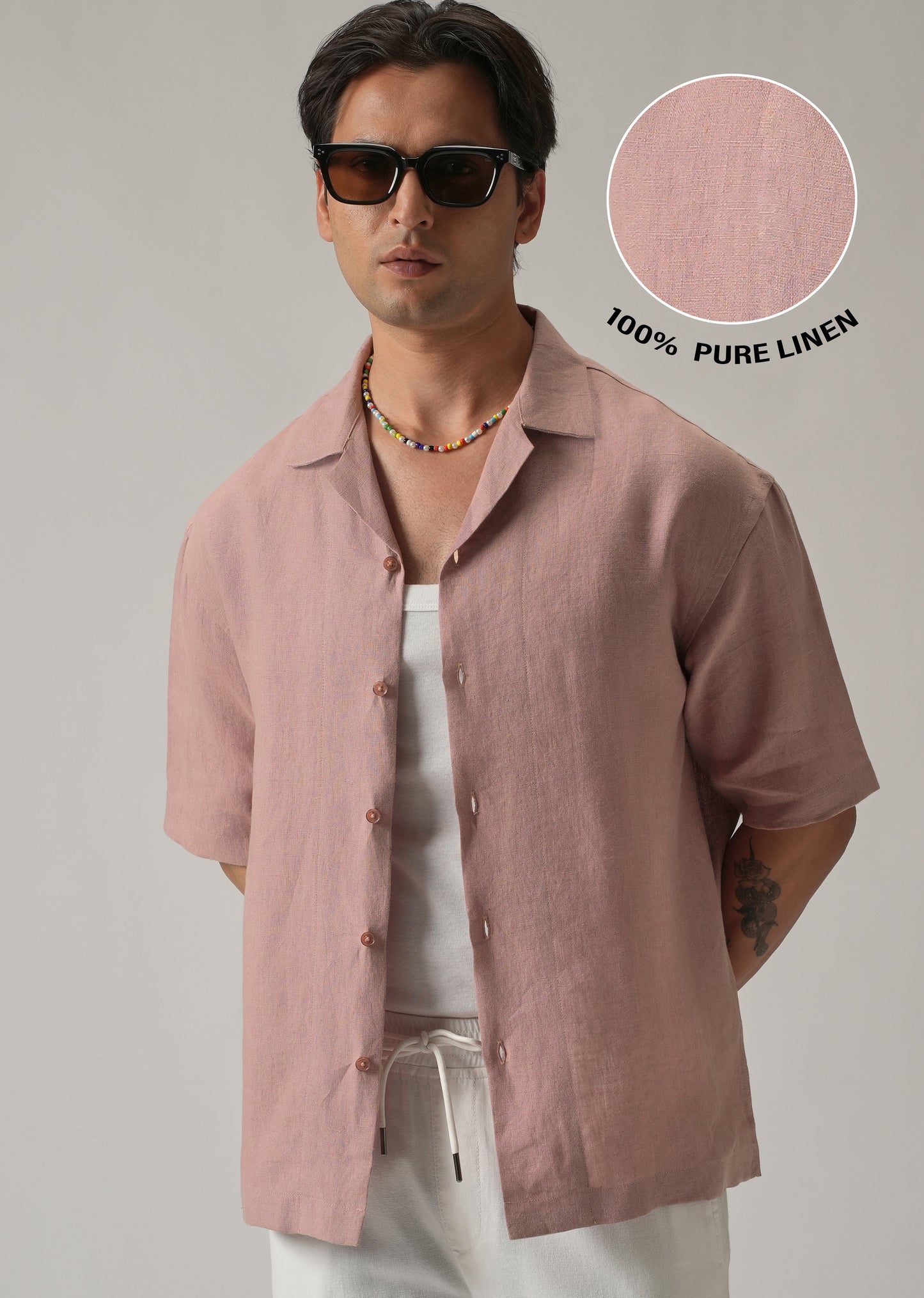 100% Pure Irish Pink Linen Shirt