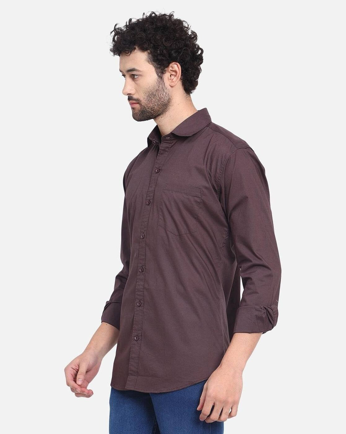 Men Regular Fit Shirt with Patch Pocket