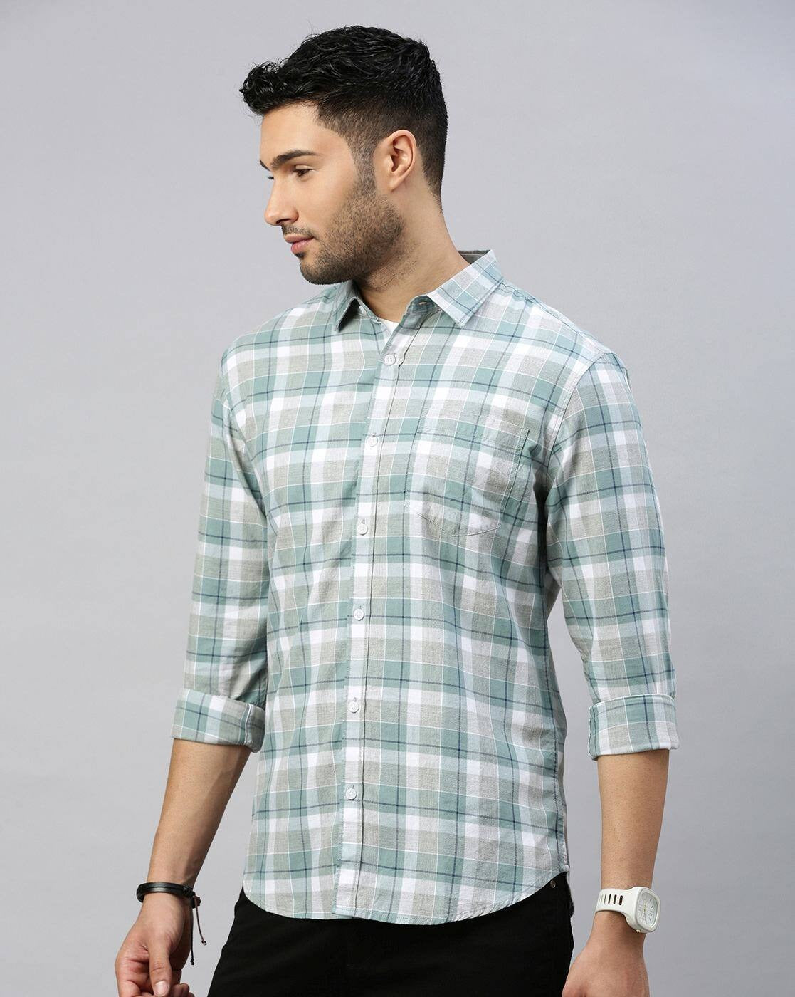 Men Checked Slim Fit Shirt