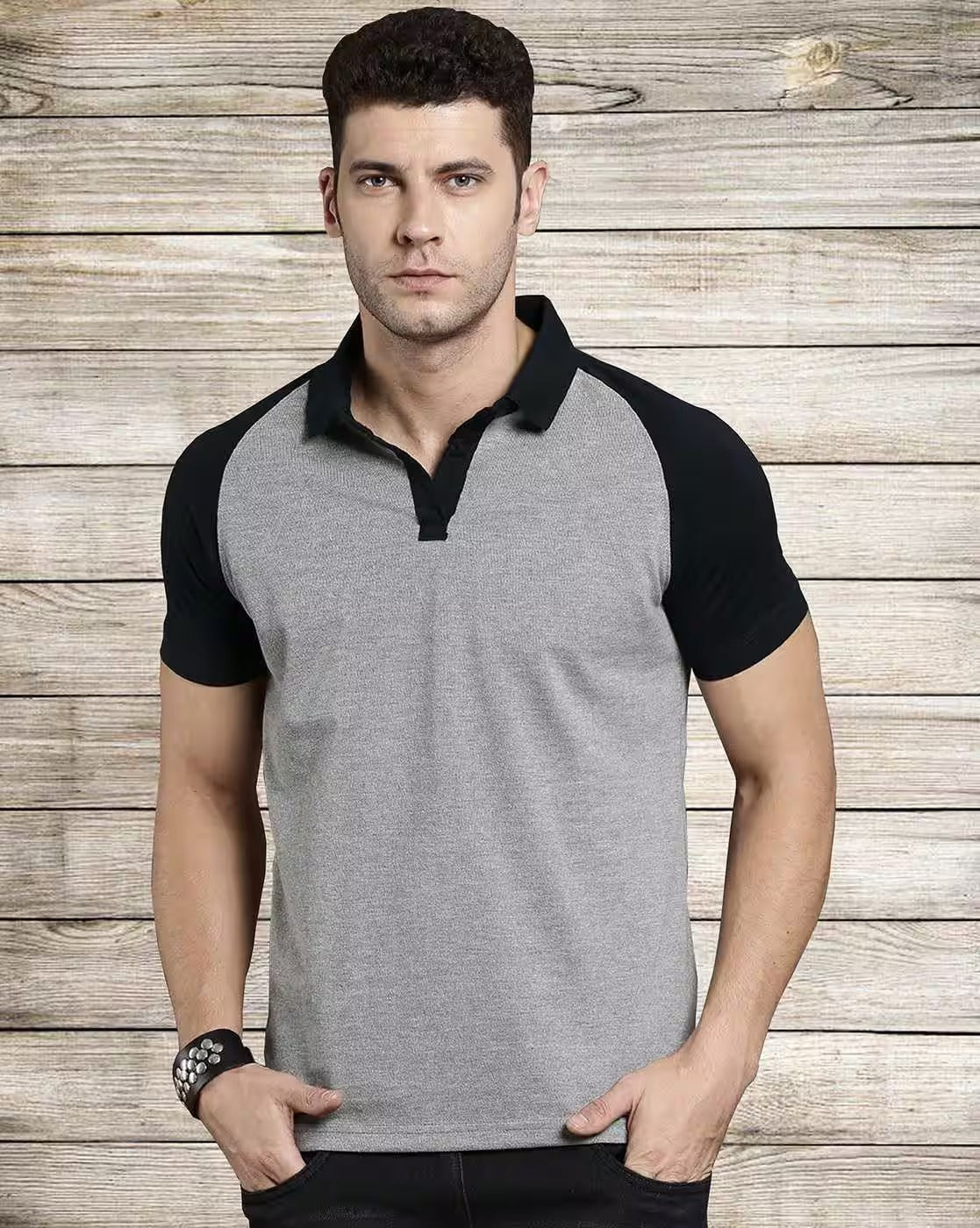 Men Colourblock Regular Fit Polo T-Shirt