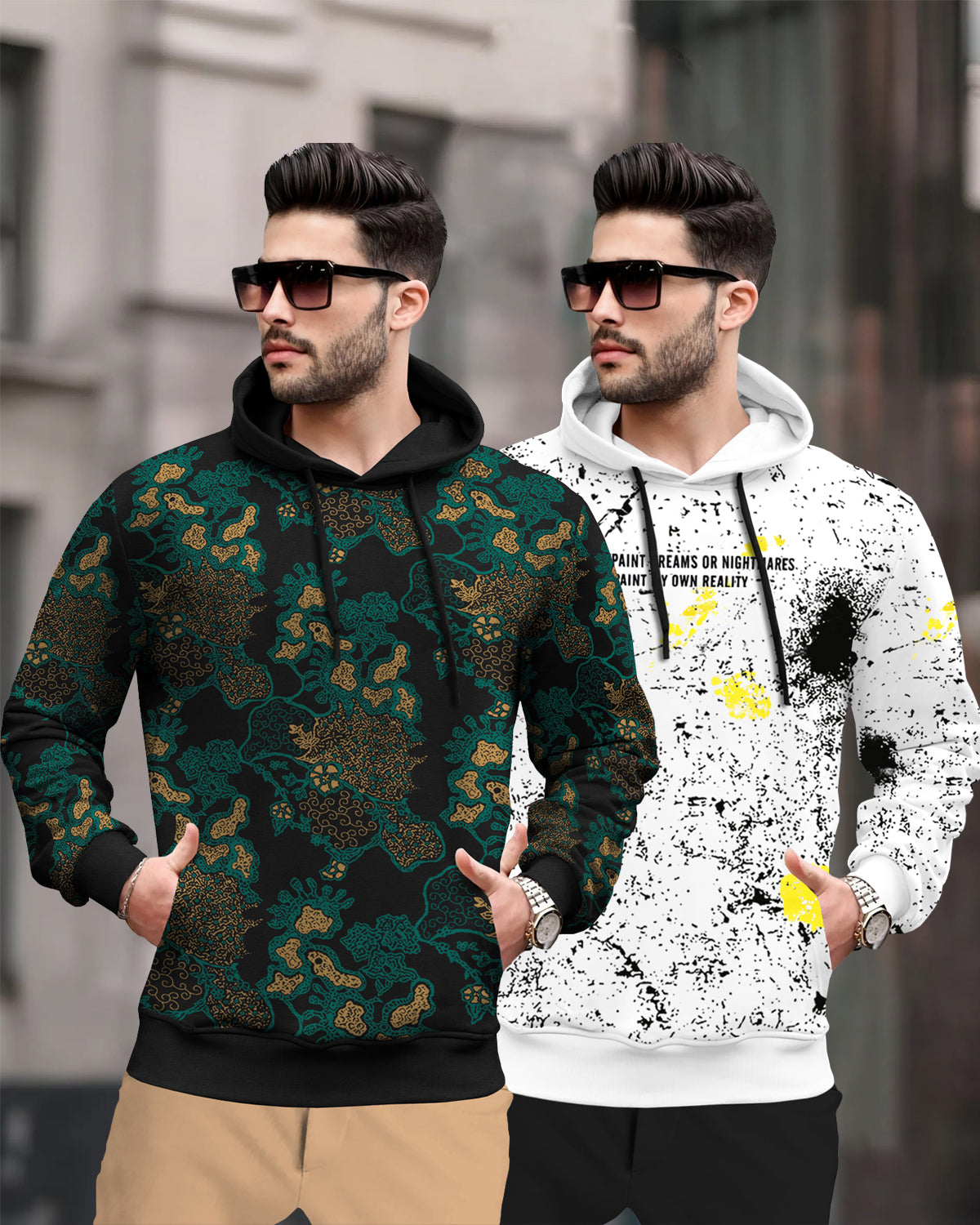 Mens Hooded Printed Sweatshirts - 6 Variants