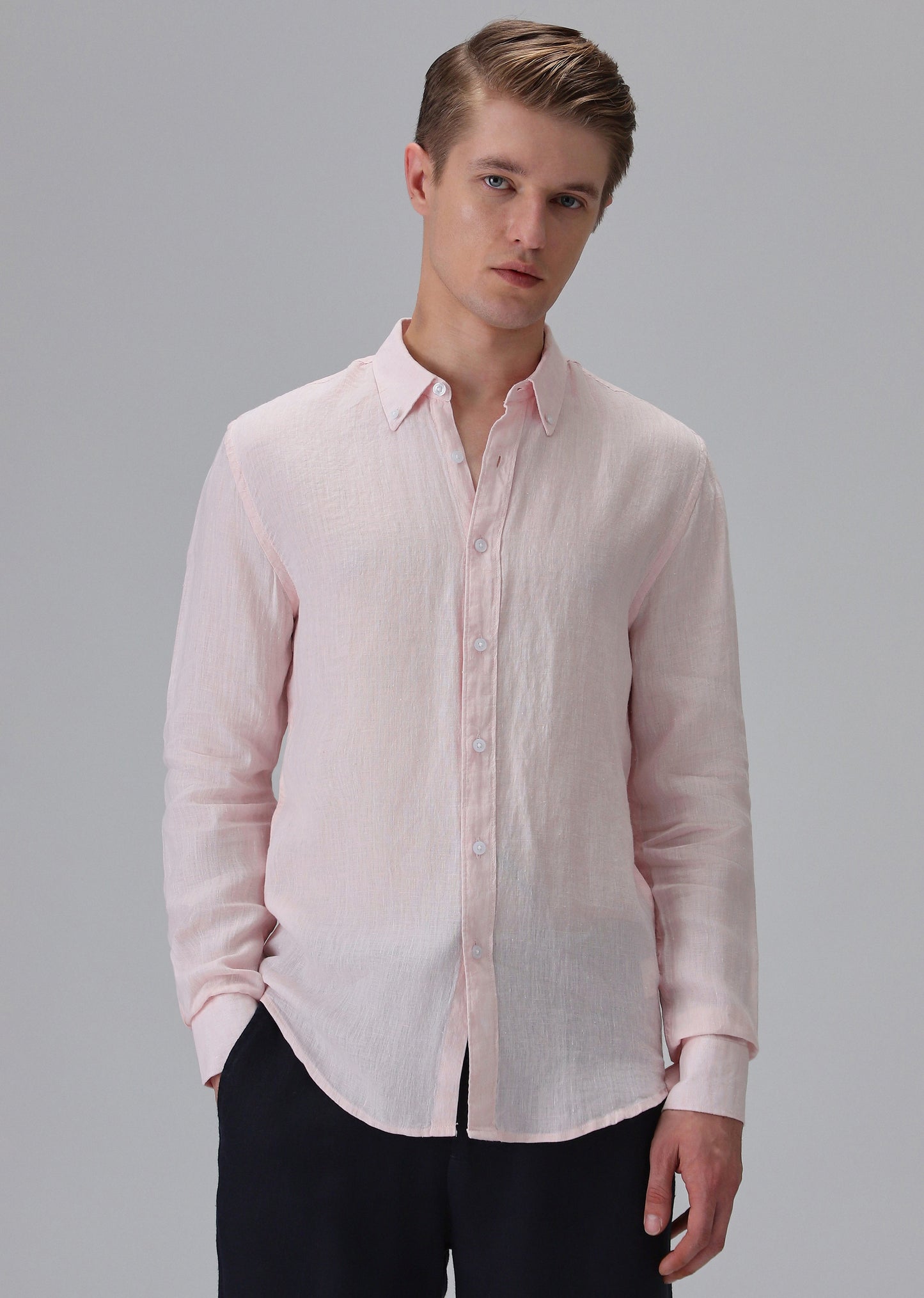 100% Pure Irish Pastel Pink Linen Shirt