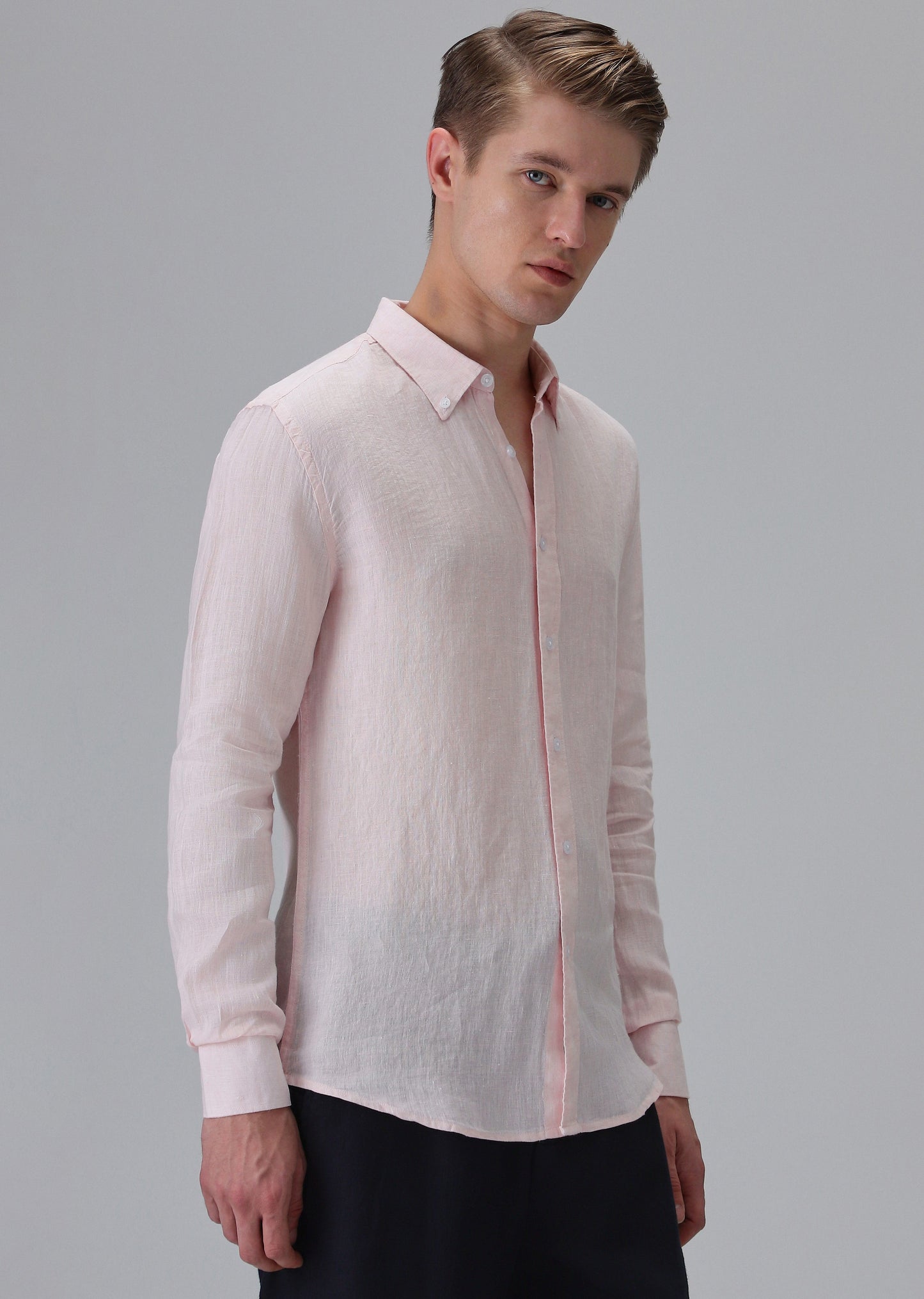 100% Pure Irish Pastel Pink Linen Shirt