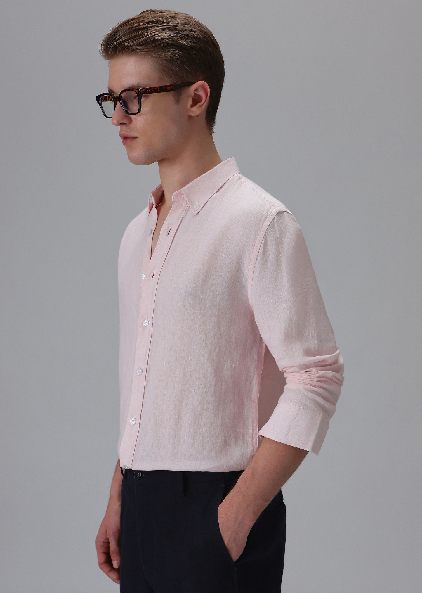 100% Pure Irish Pastel Pink Linen Shirt