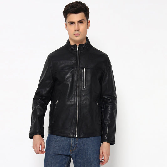 Luxe Black Men's Leather Jacket