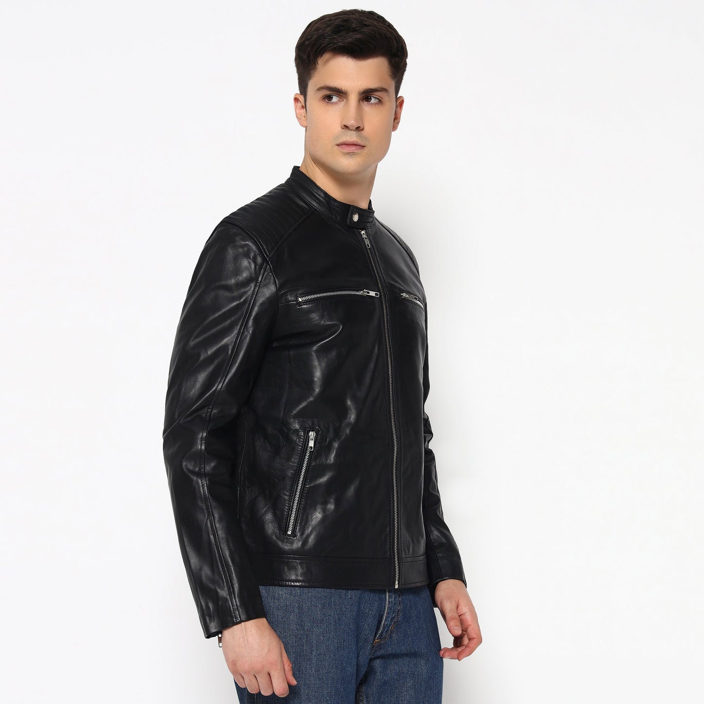 Adventure Black Leather Biker Jacket