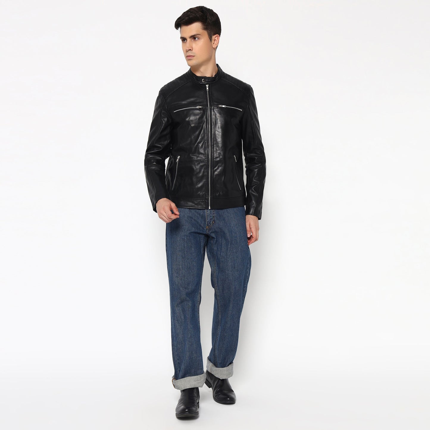 Adventure Black Leather Biker Jacket