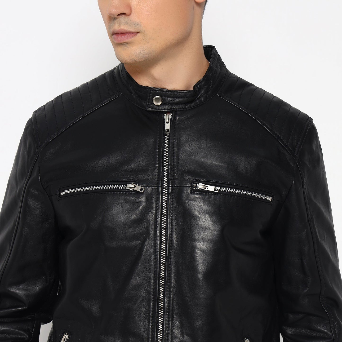 Adventure Black Leather Biker Jacket