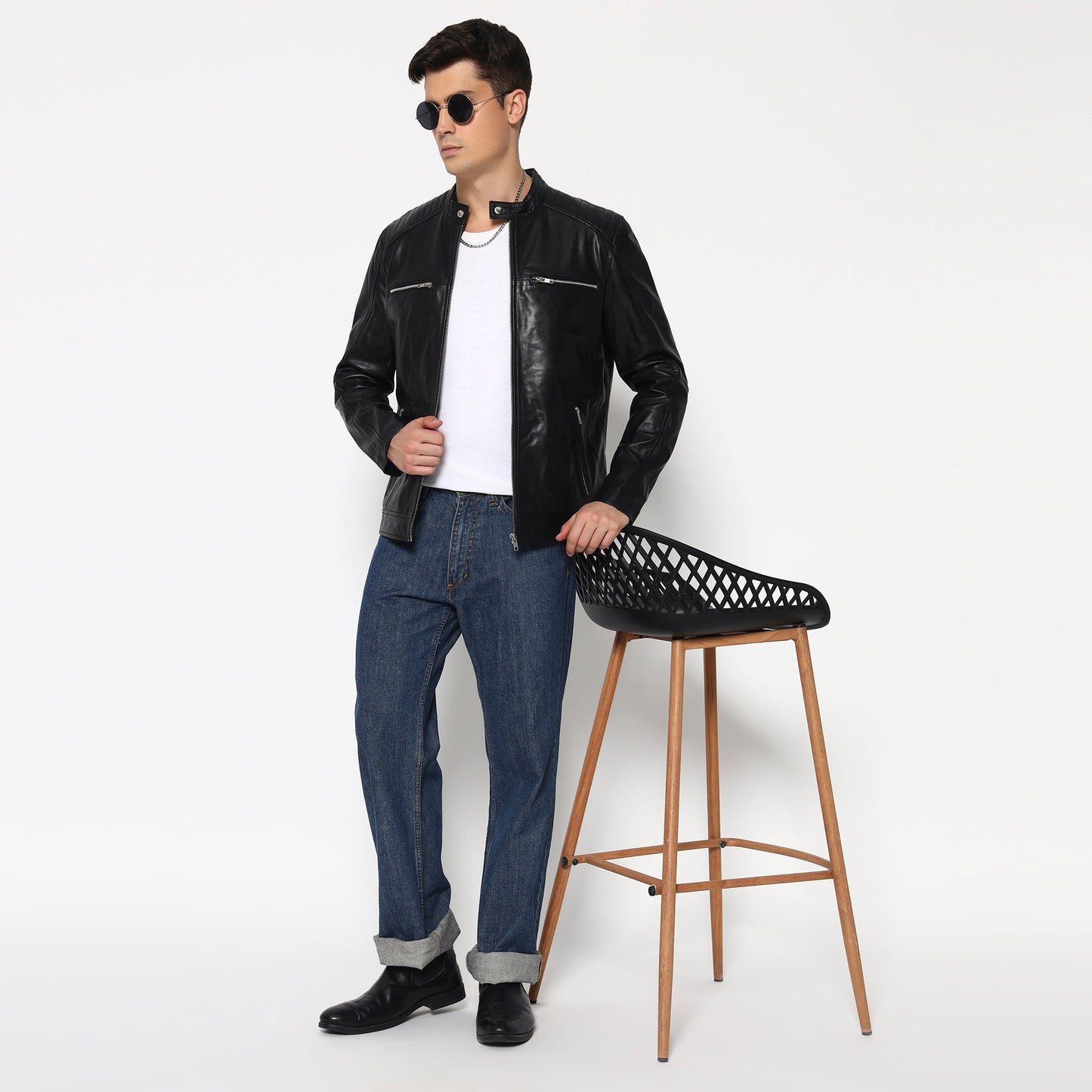 Adventure Black Leather Biker Jacket