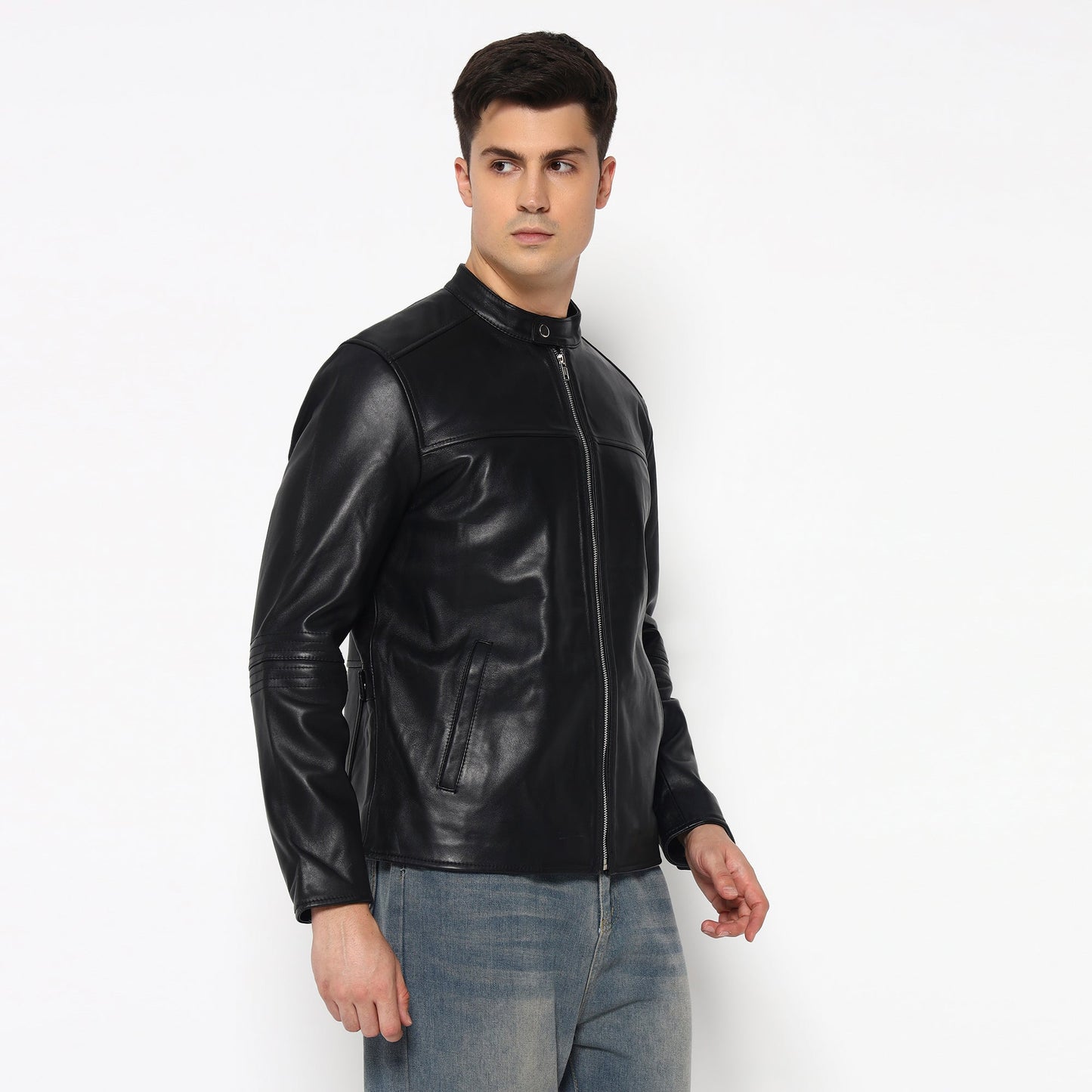 Men’s Timeless Plain Black Leather Jacket