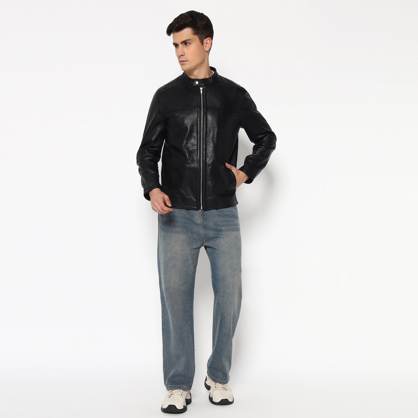 Men’s Timeless Plain Black Leather Jacket