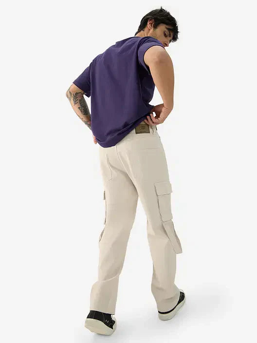 Denim: Beige (Baggy Fit) Cargo