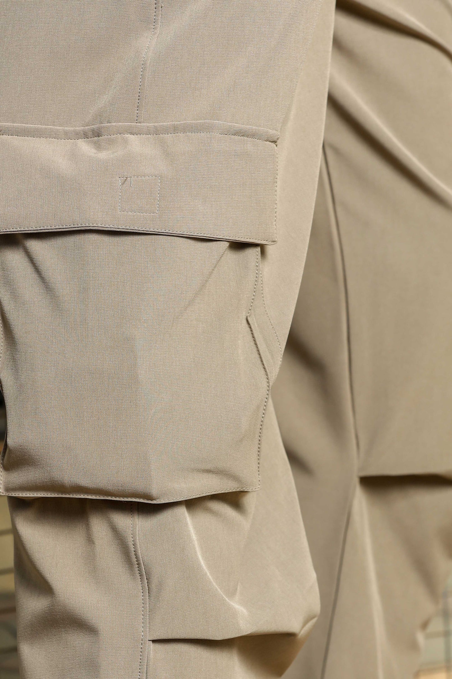 Unisex Baggy Fit Beige Parachute Cargo Trousers