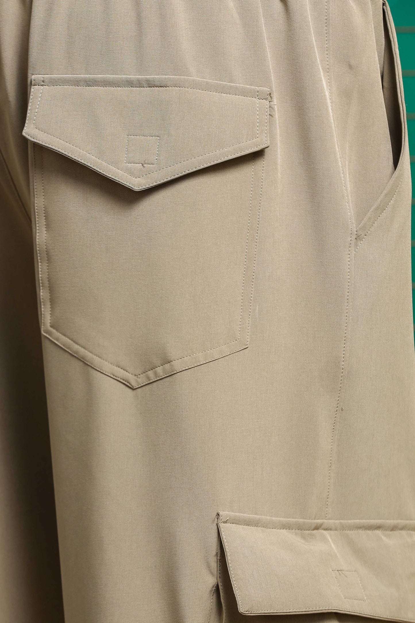 Unisex Baggy Fit Beige Parachute Cargo Trousers