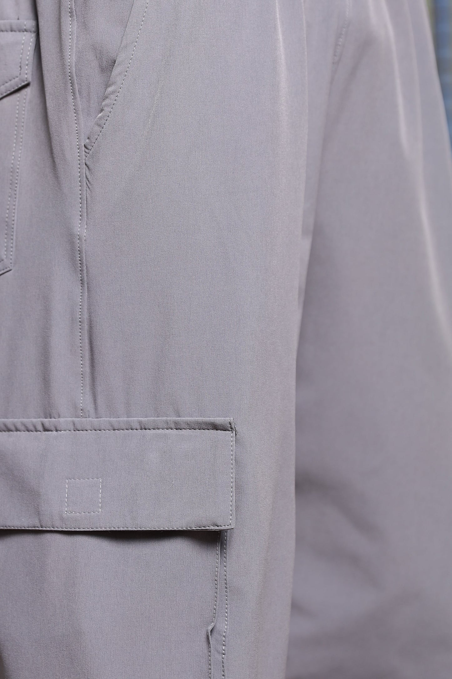 Unisex Baggy Fit Grey Parachute Cargo Trousers