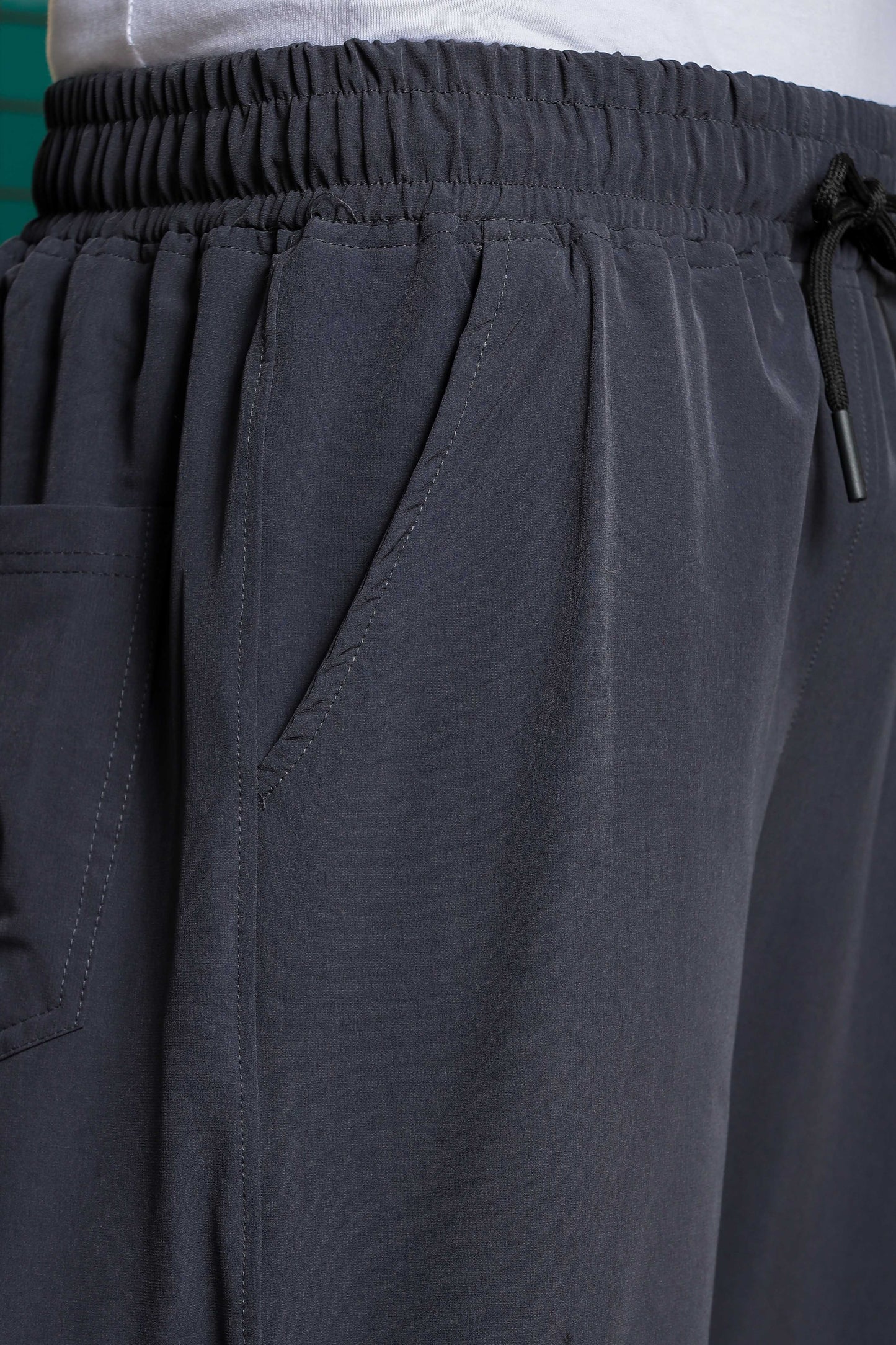 Unisex Baggy Fit Dark Grey Parachute Cargo Trousers