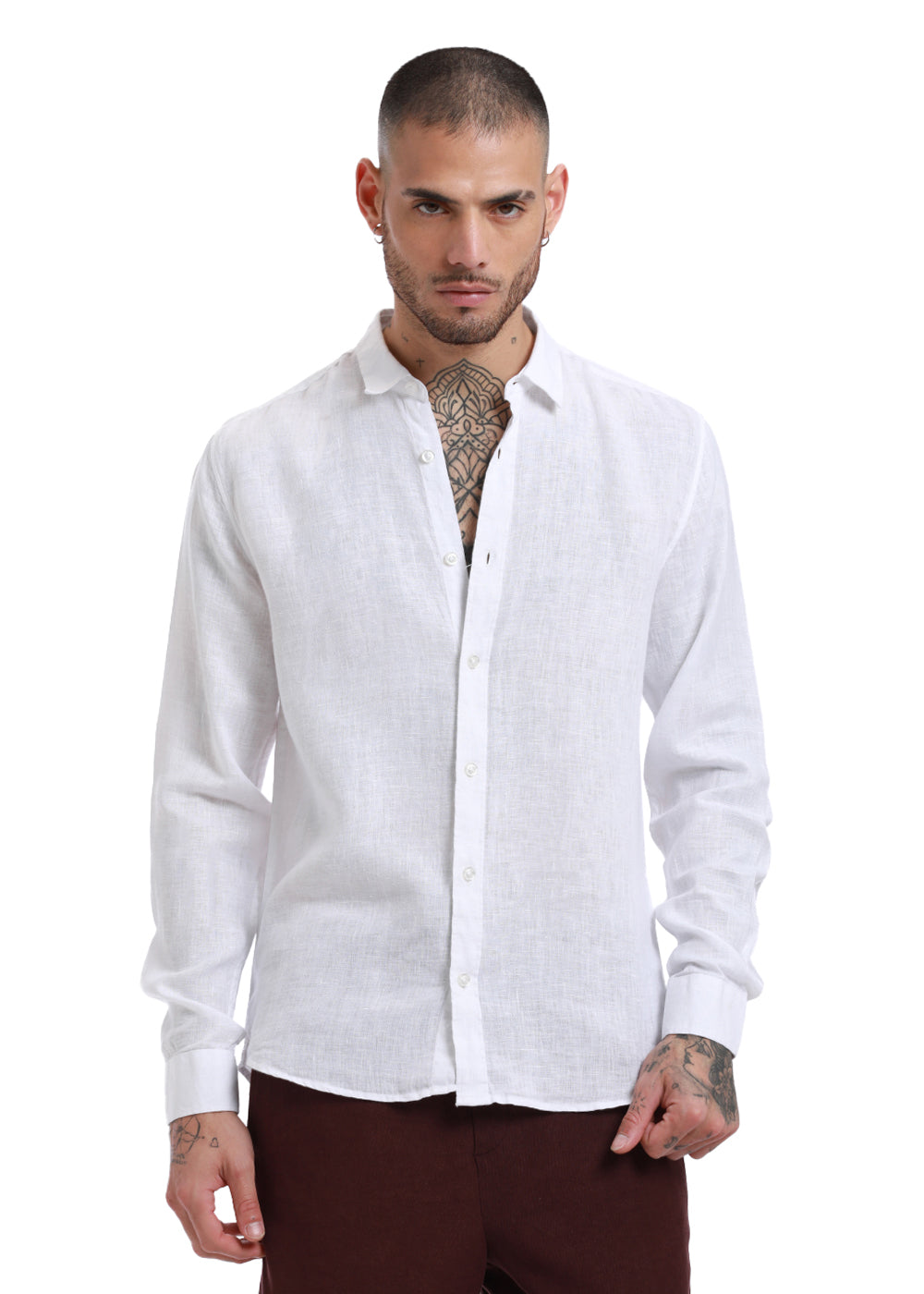 100% Pure Irish White Linen Shirt
