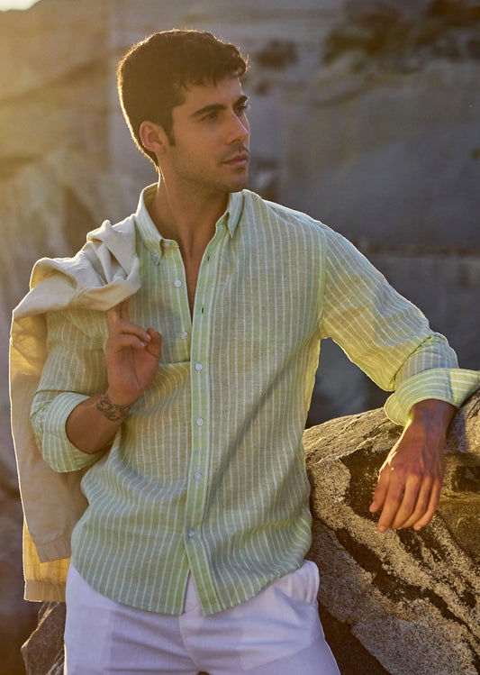Green Stripe Linen Shirt