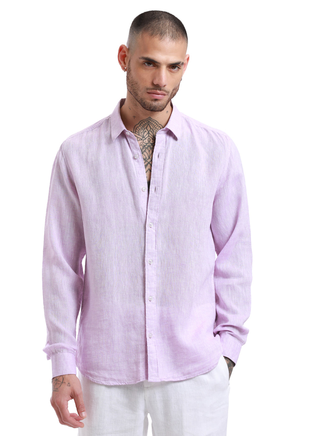 100% Pure Irish Pastel Purple Linen Shirt