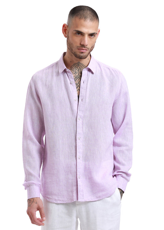 100% Pure Irish Pastel Purple Linen Shirt