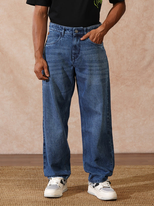 Faded Loose Fit Jeans | Blue