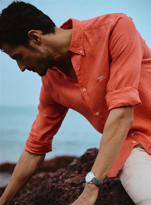 Crimson Coral Linen Shirt