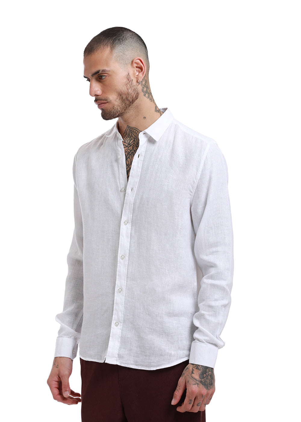 100% Pure Irish White Linen Shirt