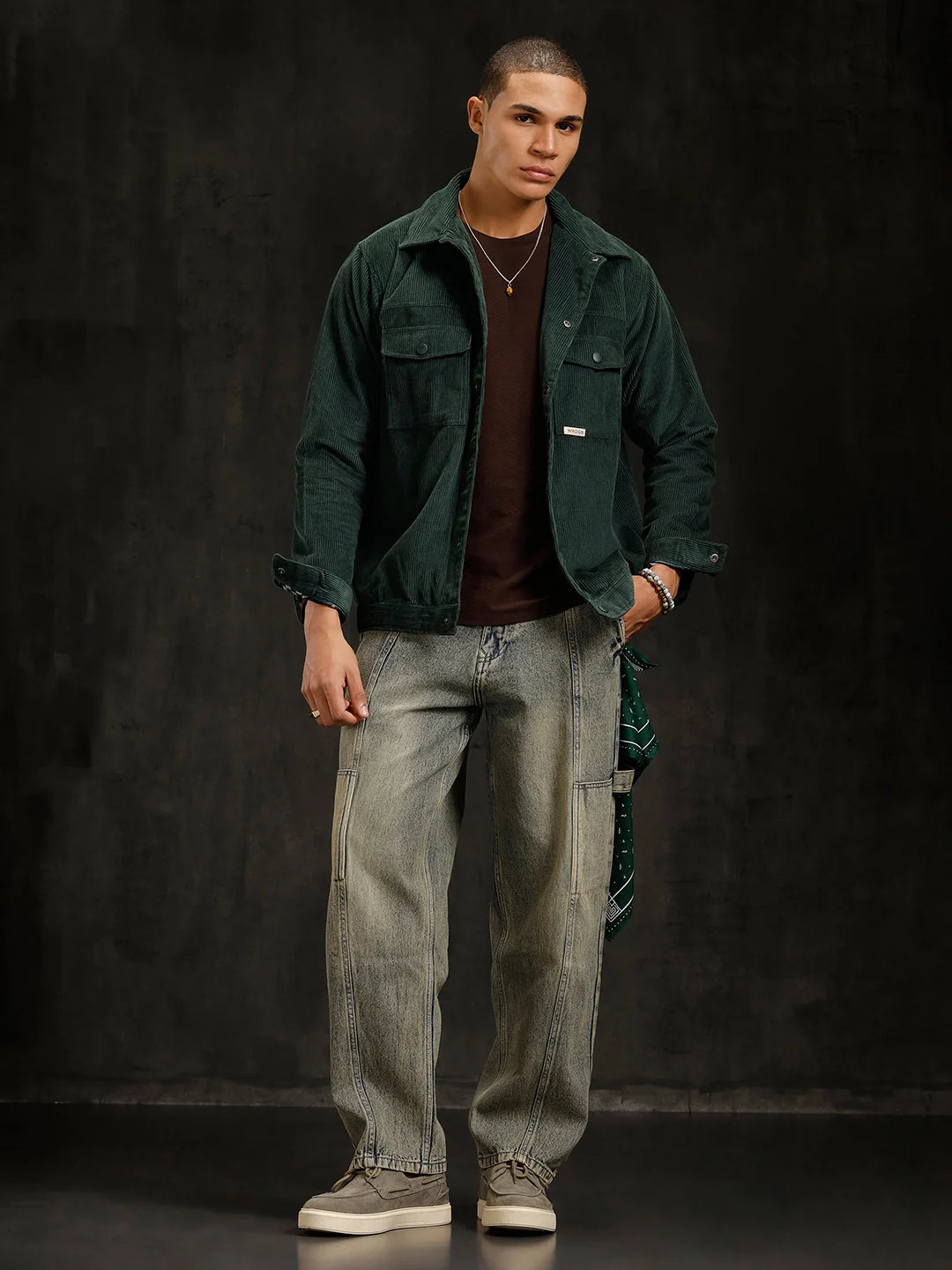 Slanted Pocket Loose Fit Jeans | Blue