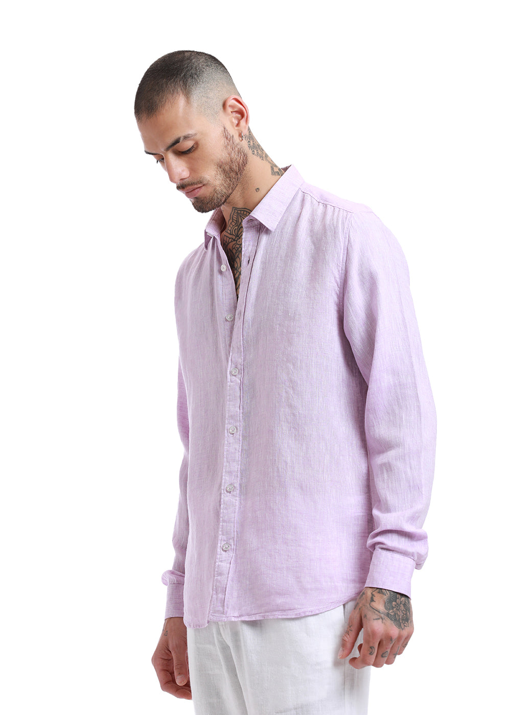 100% Pure Irish Pastel Purple Linen Shirt