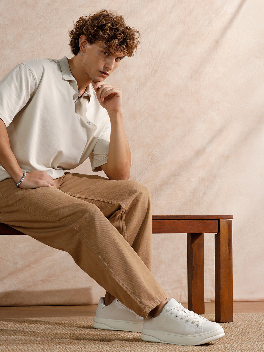 Solid Light Fade Loose Fit Jeans | Khakhi