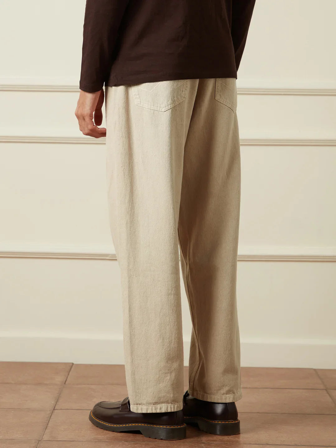 Solid Loose FIt Denim Jeans | Khaki