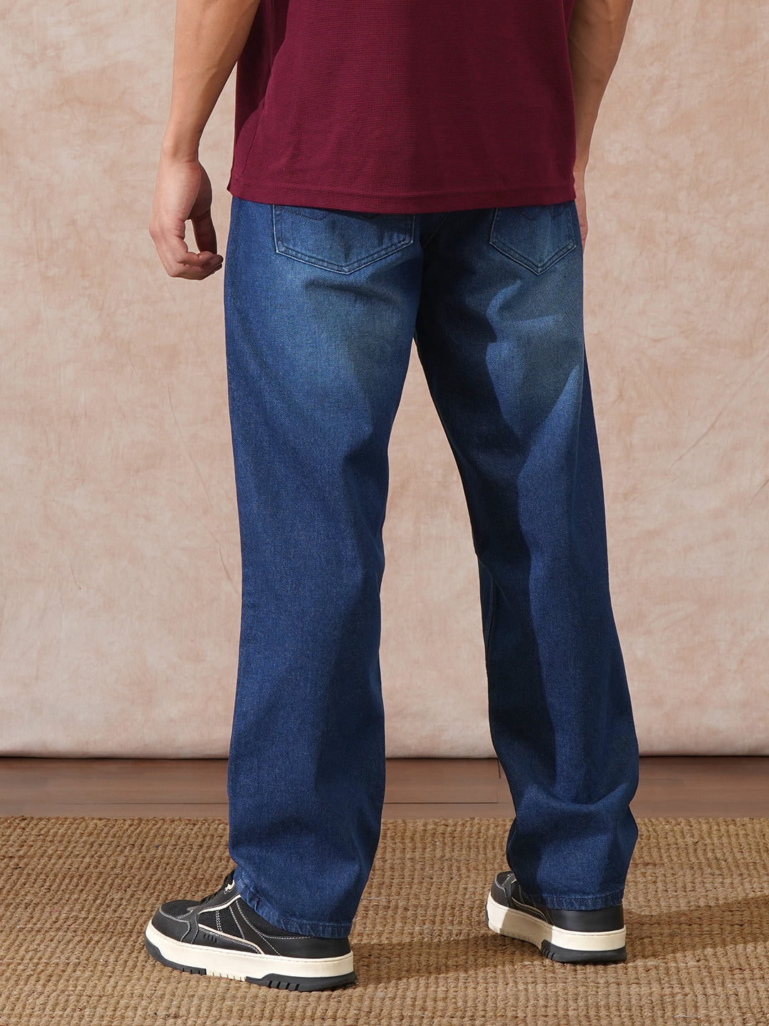 Heavy Fade Loose Fit Jeans | Dark Blue
