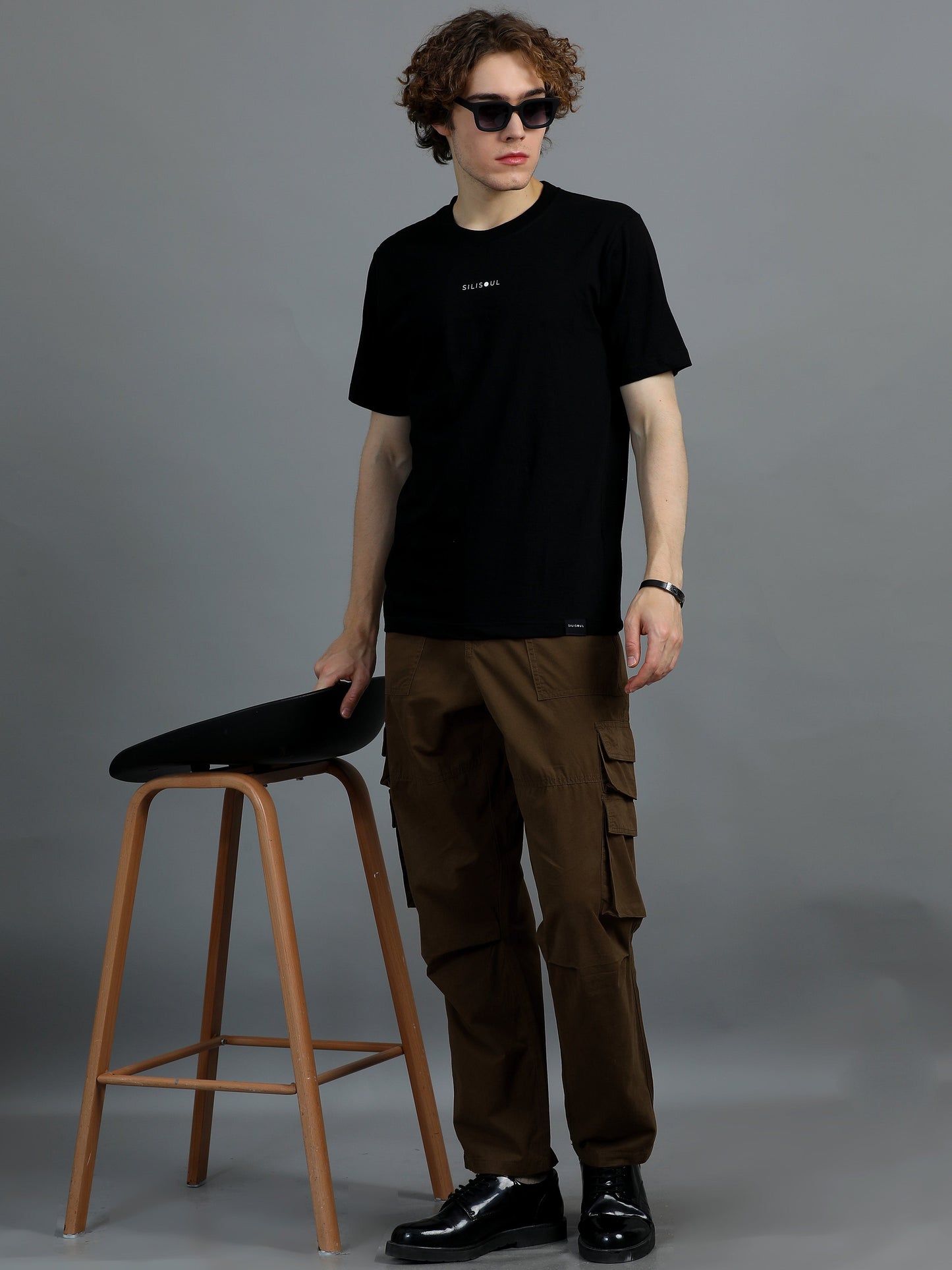 Pack of 2 Cotton Relaxed Fit Cargo Trousers, Brown khakhi