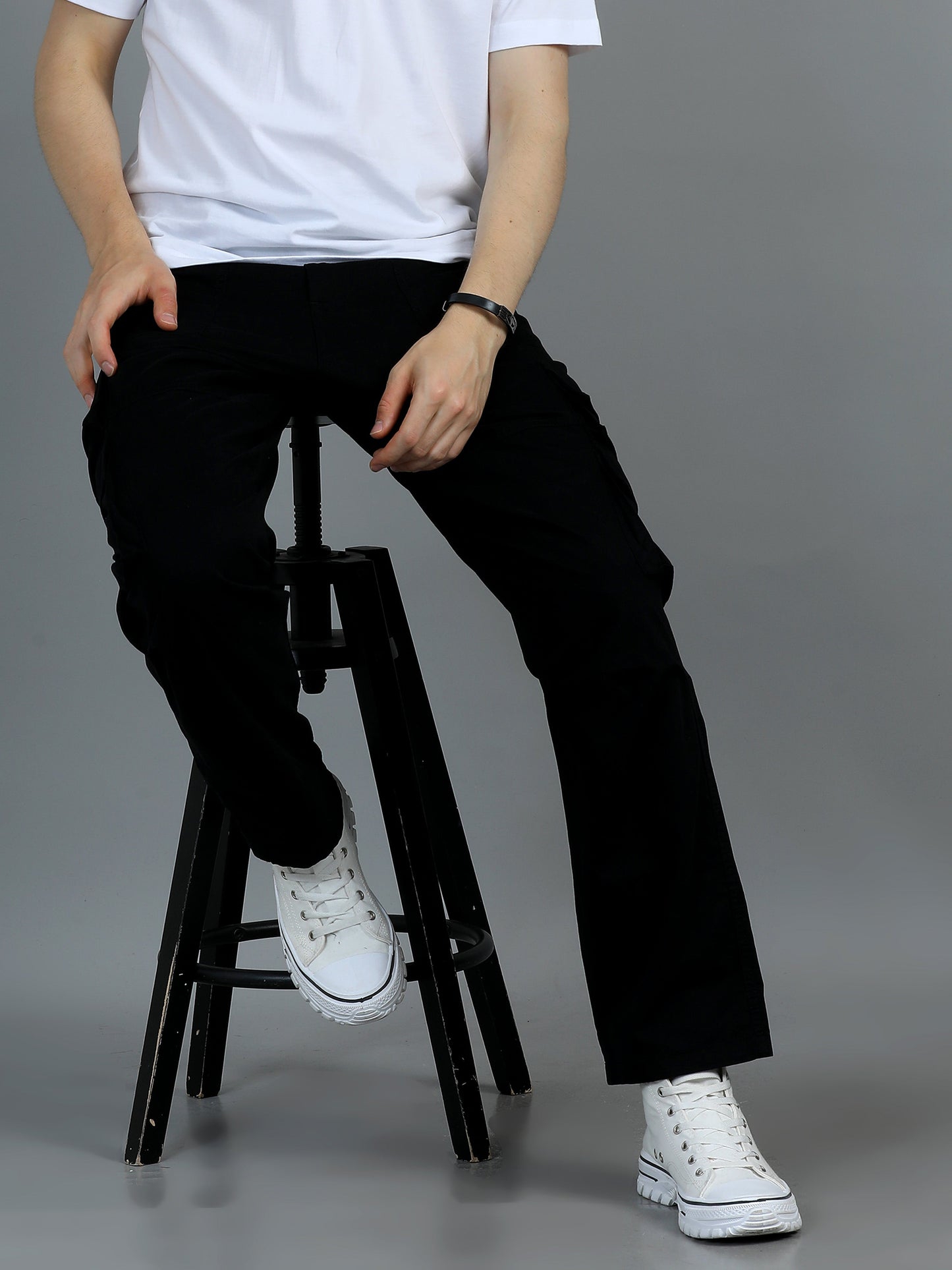 Pack of 2 Cotton Relaxed Fit Cargo Trousers, Black Moss Green