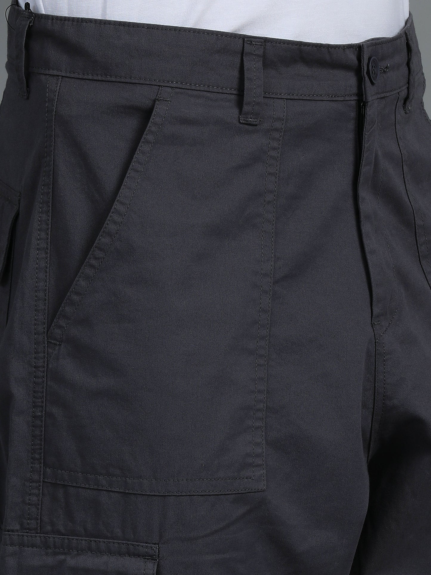 Pack of 2 Cotton Relaxed Fit Cargo Trousers, Charcoal Grey Brown