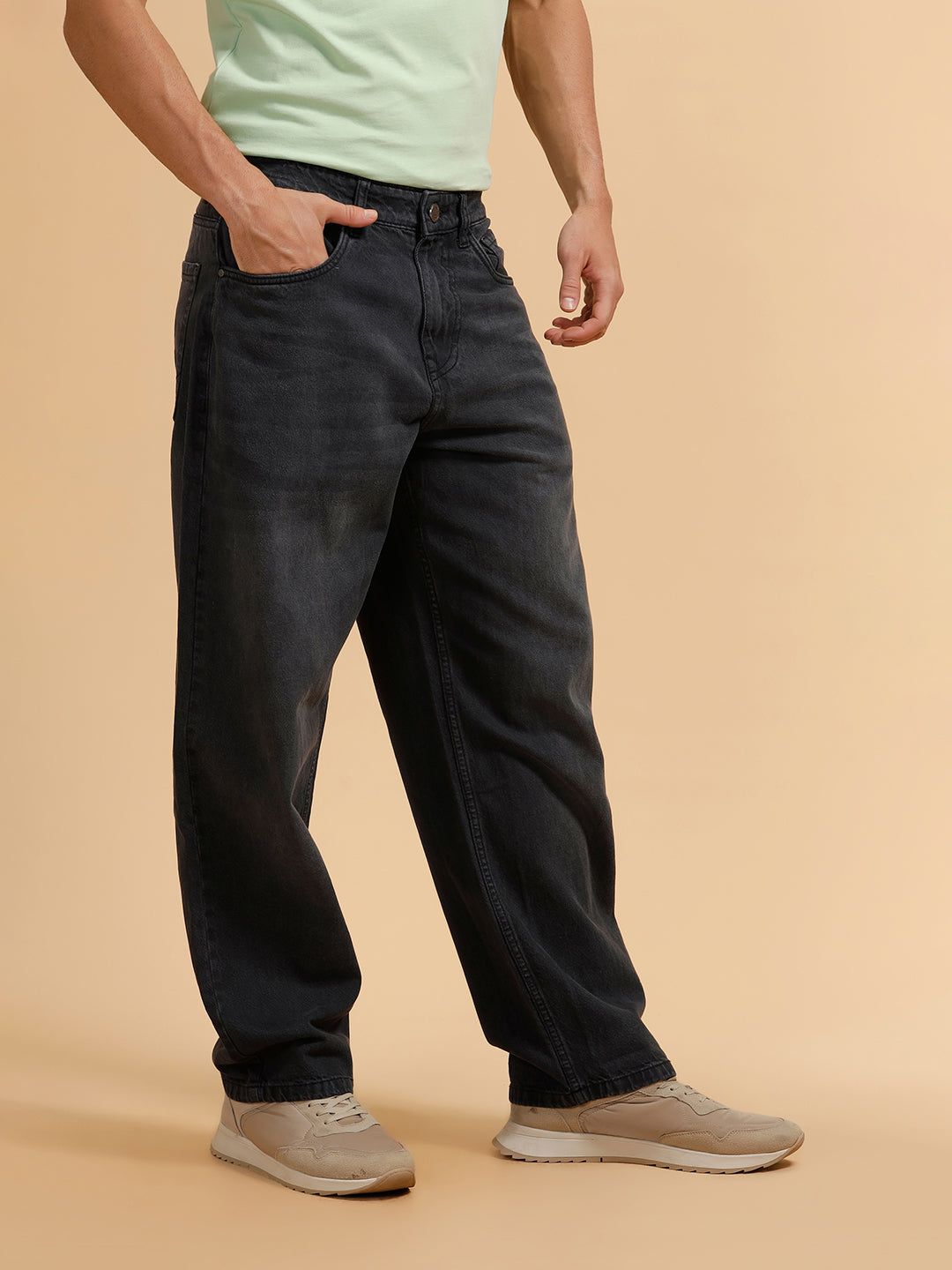 Casual Light Fade Loose Fit Jeans | Dark Grey