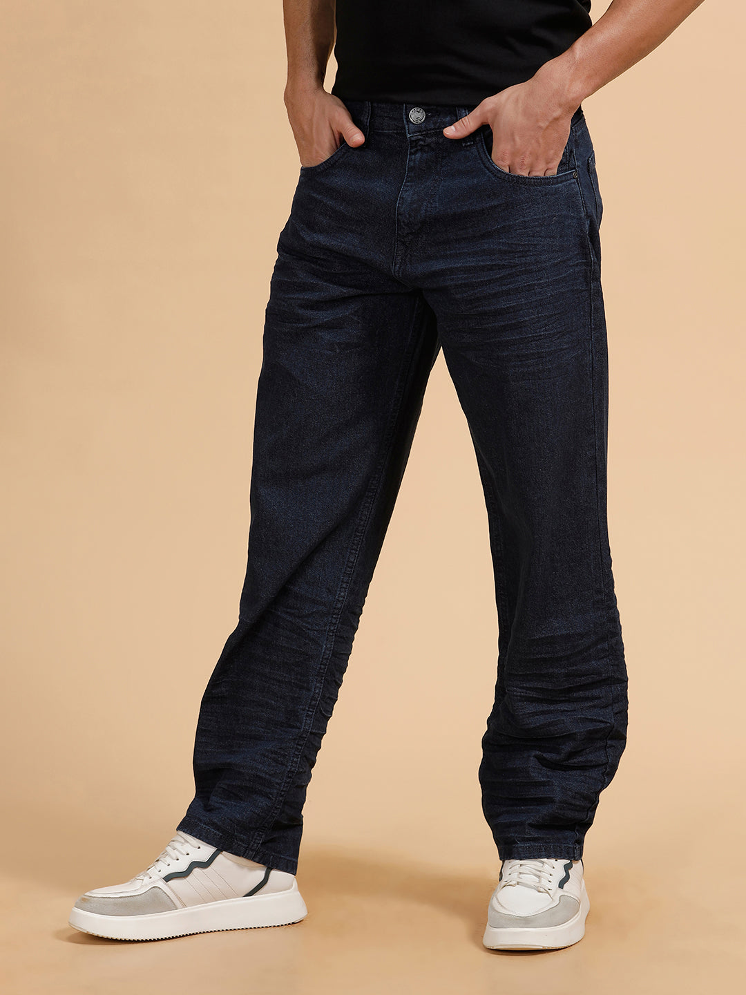 Light Fade Loose Fit Jeans | Dark Blue